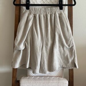 Free People Beach Beige Boho Terrycloth Elastic Waistband Shorts